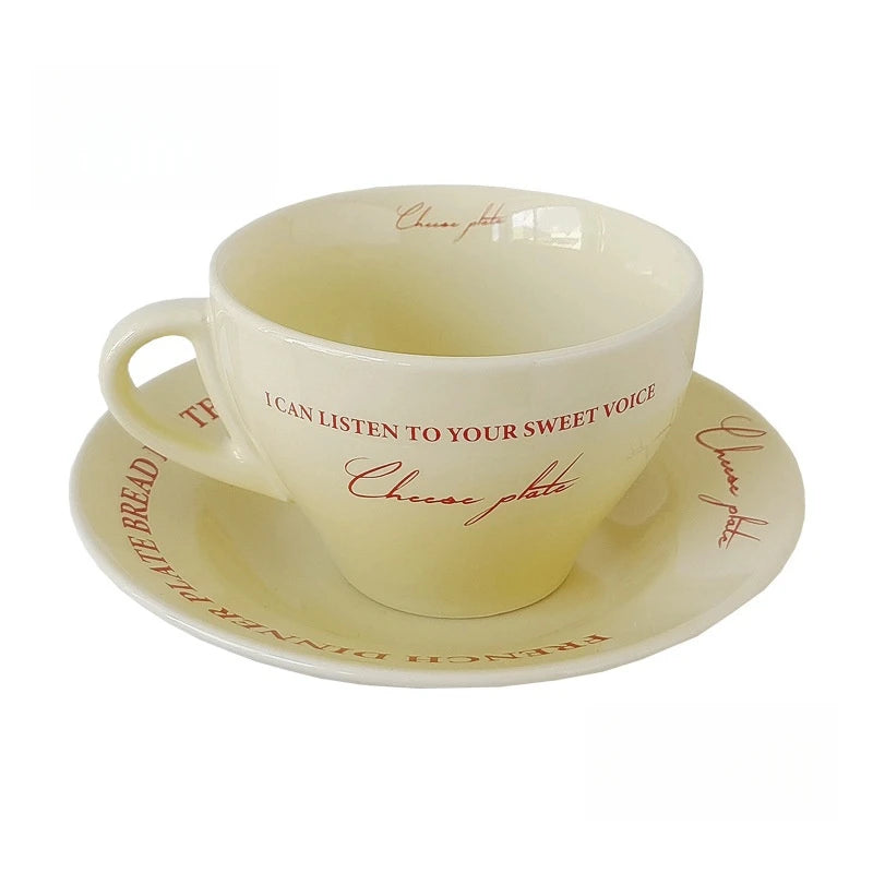 Coffee Mugs Ceramic Milk Tableware Tea Tools Cute Ins Korean Style Oatmeal Breakfast Drink Juice Tea Cup and Saucer Sets Oasis Select Red