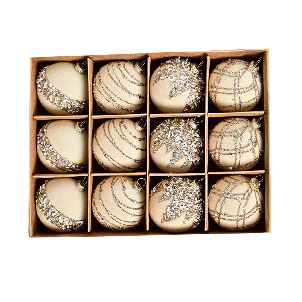 Ornaments For Christmas Christmas Party Decor Set Of Christmas Balls Set Of 12 Christmas Balls Wreath Making Supplies Oasis Select Beige China Mainland