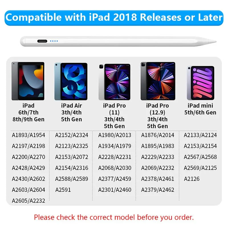 For Apple Pencil Palm Rejection Power Display iPad Pencil Pen For iPad 2022 2021 2020 2019 2018 Pro Air Mini Specific Stylus Oasis Select
