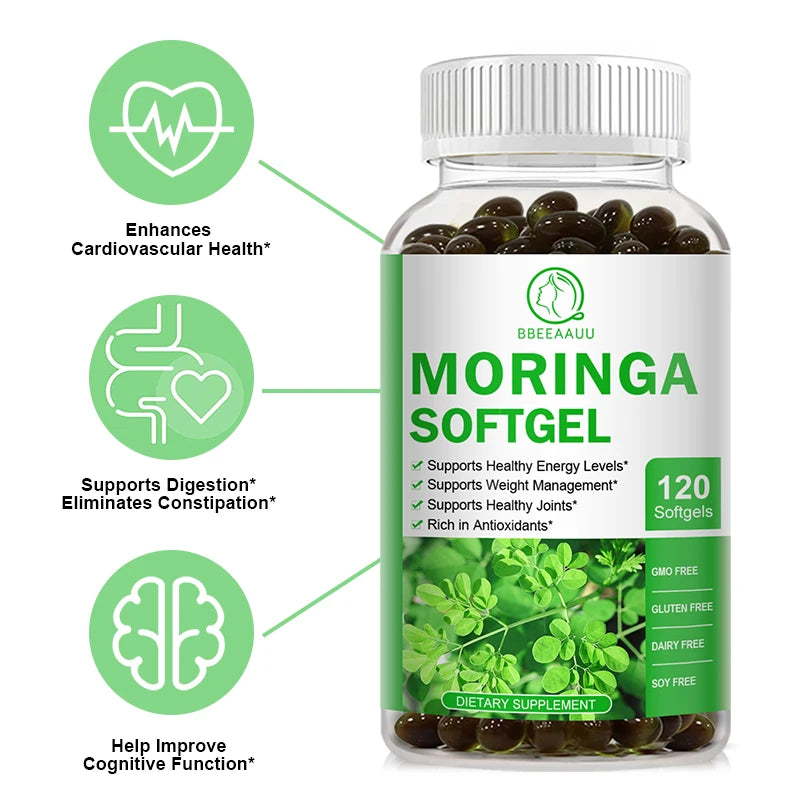 BBEEAAUU Moringa Capsule Natural Green Antioxidant Support Energy,Skin&Intestinal Health,Containing Essential Vitamin&Amino Acid Oasis Select