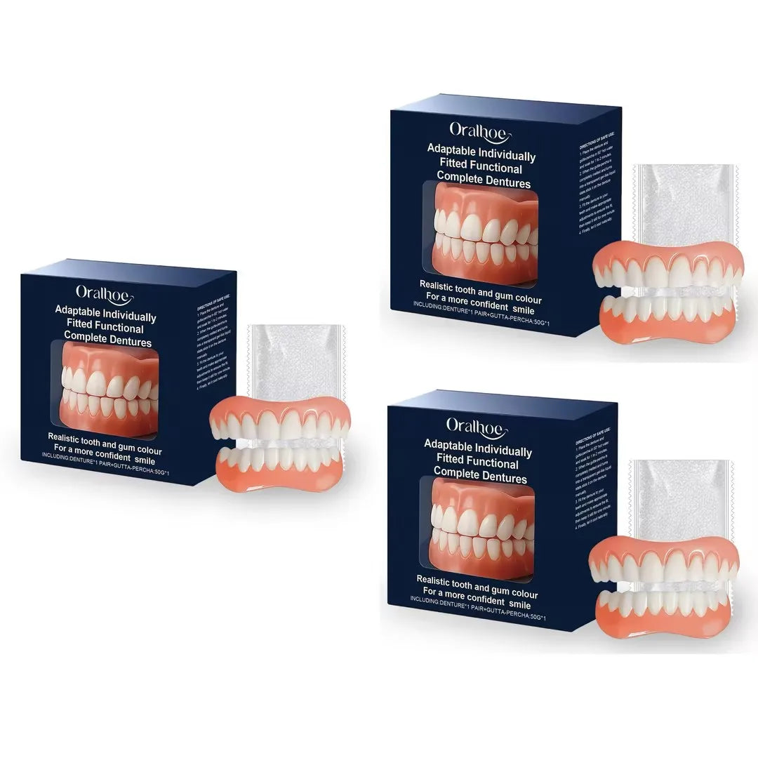 Denture Silicone Kit Temporary Orthodontic Teeth Upper Lower Fake Tooth Oral Hygiene Care Whitening Denture Simulation Braces Oasis Select 3 SETS