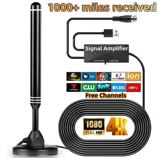 Popular Terrestrial Digital TV Antenna, Indoor/Outdoor Suction Cup TV Antenna, DTMB Home DVB-T2 Antenna Oasis Select Silver
