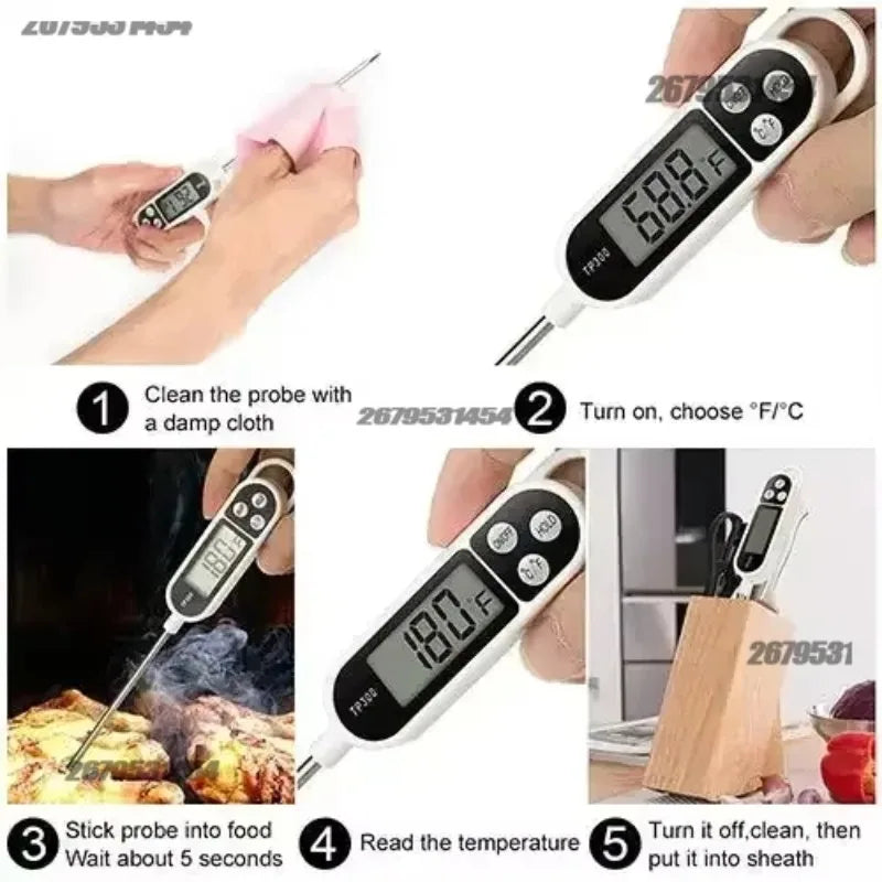 1/2pcs Digital Thermometer Digital Probe Meat/Milk Food Temperature Thermometer Kitchen Cooking Baking BBQ For Kitchen Oasis Select