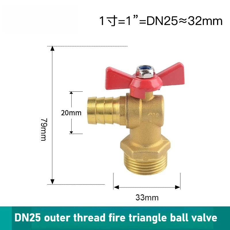 Brass Small Ball Valve 1inch DN25 Female/Male Thread Brass Valve Connector Joint Copper Pipe Fitting Coupler Adapter Oasis Select Angular outer wire DN25 Fire ball valve