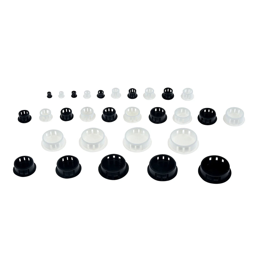 50Pcs Plastic Blanking End Caps Hole Plugs 5mm–32mm Black/White