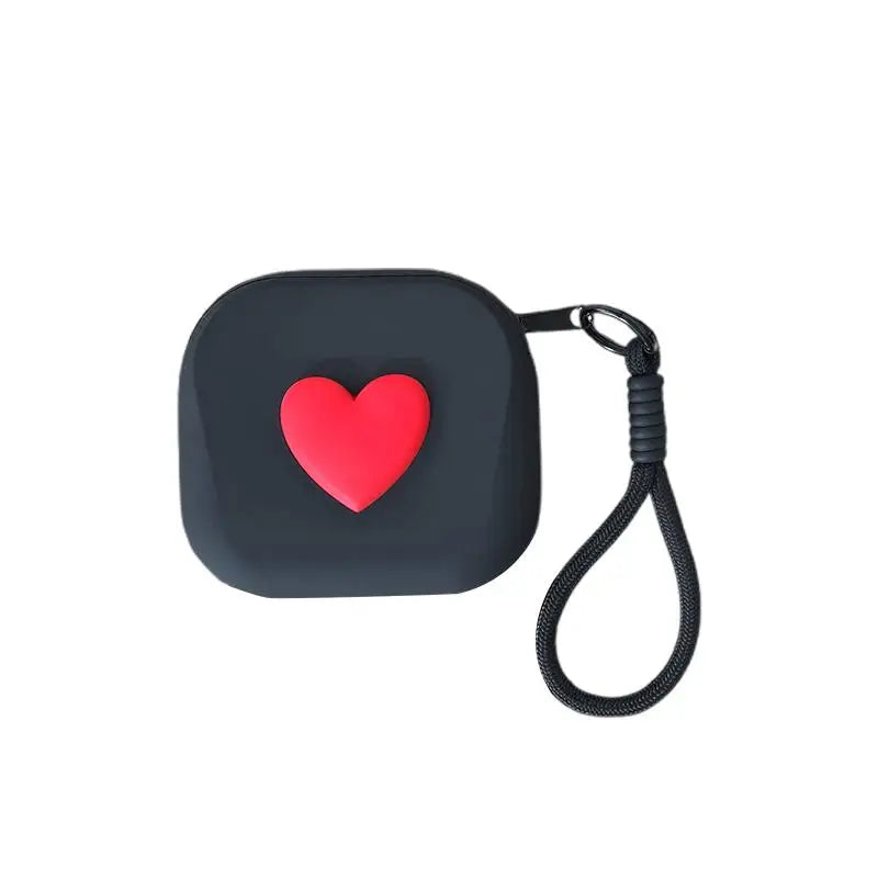 Heart Silicone Coin Purse Organizer Pouch with Woven Lanyard