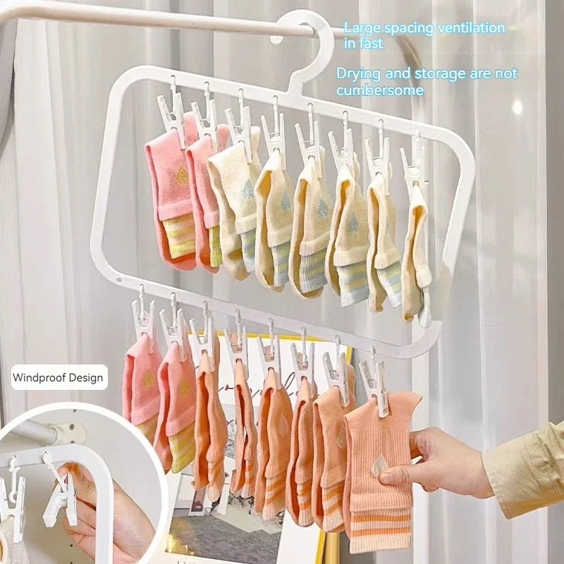 18/26 Clips Multi-layer Detachable Drying Rack Portable Clothes Hanger Household Organizer for Sock Underwear Towel Kid Garment Oasis Select