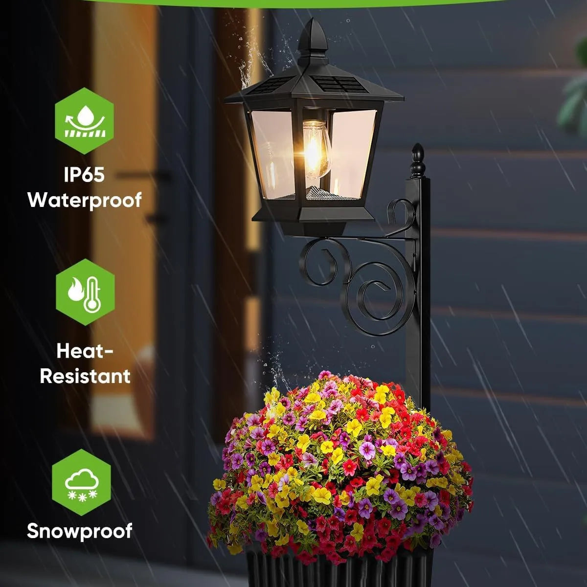 Solar Lamppost with Planter – IP65 Waterproof Outdoor Garden Light
