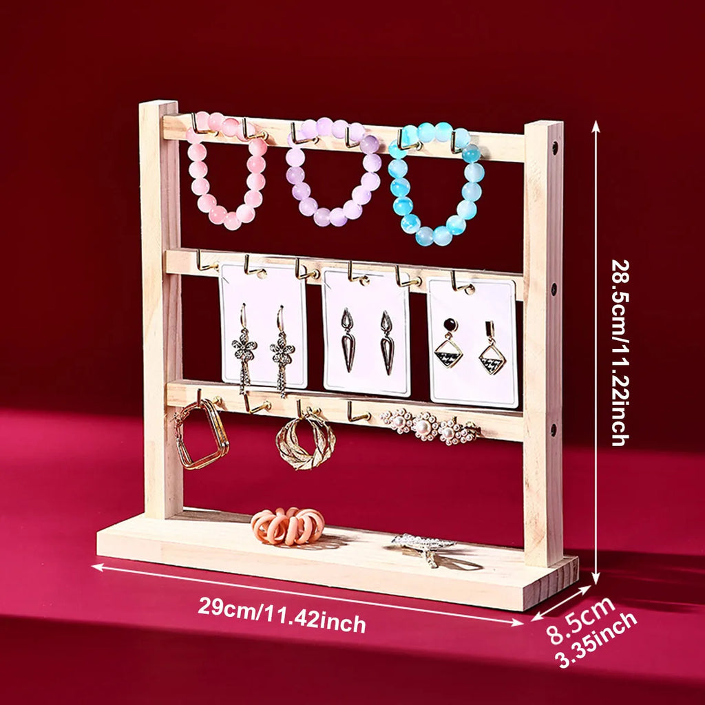 1pc Wooden bracelet rack, bracelet and earring storage rack, store jewelry display rack, jewelry collection rack Oasis Select 3 layers