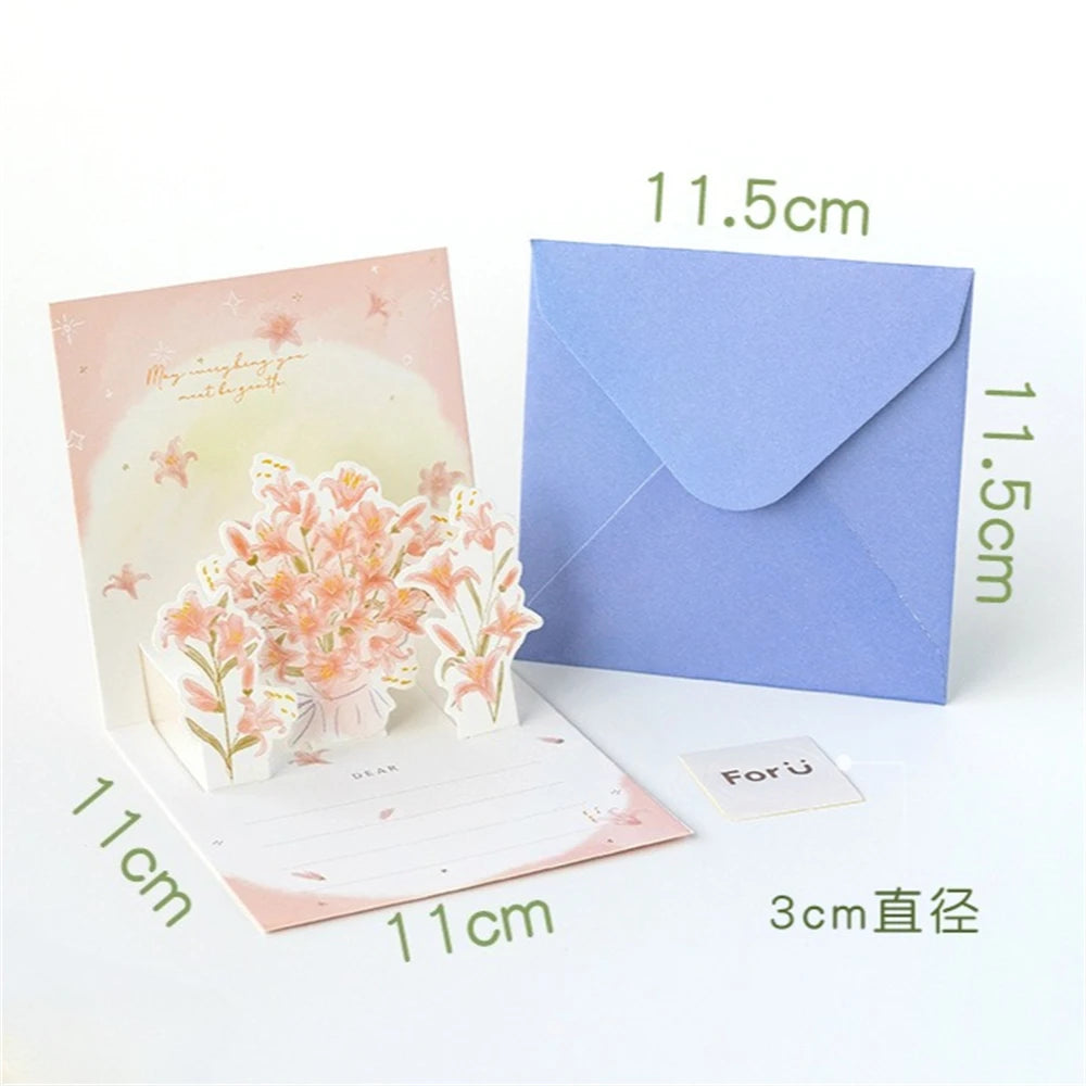 Creative Festival 3D 3D Flower Greeting Card Fresh Birthday Wishes Grateful Folding Card For Teachers Lover Mother Friends Oasis Select C