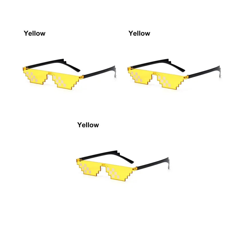 1/2/3pcs Mosaic Funny Party Glasses Festival Party Photo Props Anime Pixel Glasses Pixelated-Meme Decor Favor Funny Creative Oasis Select 3pcs Yellow
