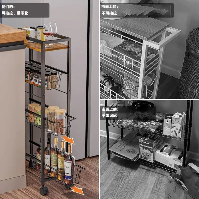 Multi-functional Household Goods Kitchen Trolley Rack Toilet Crevice Storage Rack Multifunctional Removable Rack Oasis Select