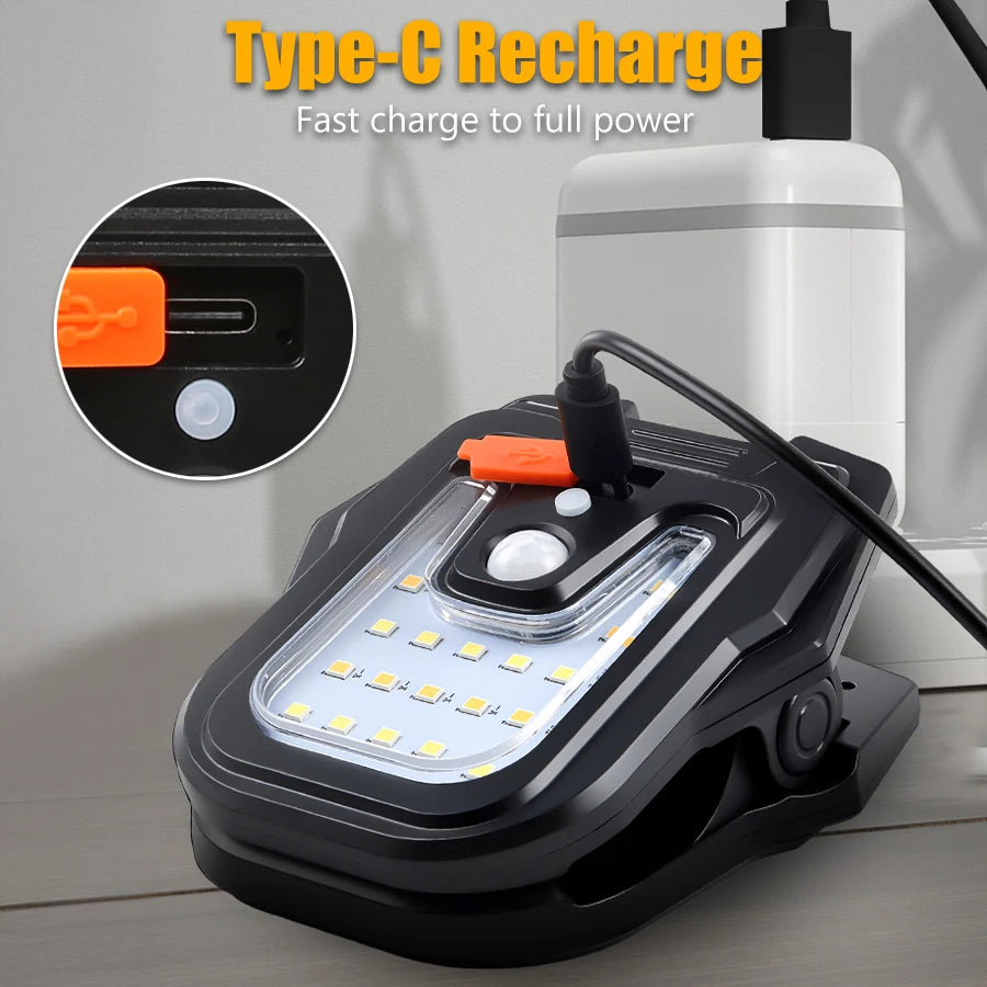 Solar Clip LED Light – 4 Modes, PIR Sensor, IP65, USB Charge