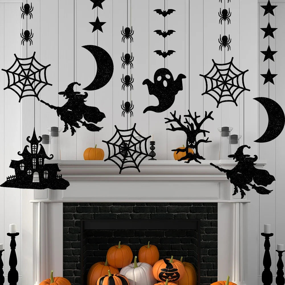 6-Pc Halloween Hanging Ghost Spider Wizard Pendants | PVC Decor Halloween Party Decorations Oasis Select