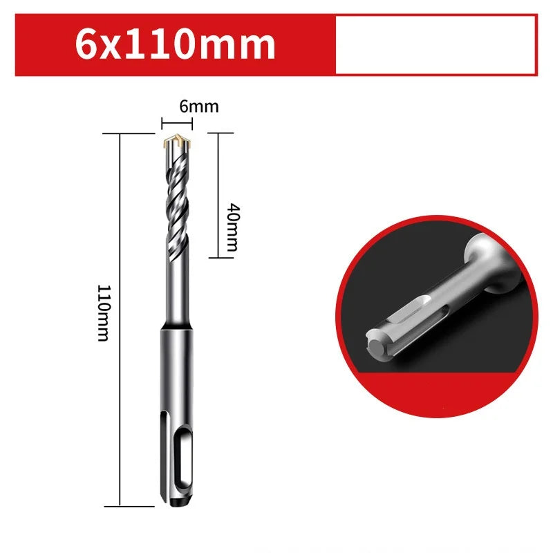 110/150/200mm Electric Hammer Drill Bits Cross Type Tungsten Steel Alloy SDS Plus for Masonry Concrete Rock Stone Oasis Select 6x110mm