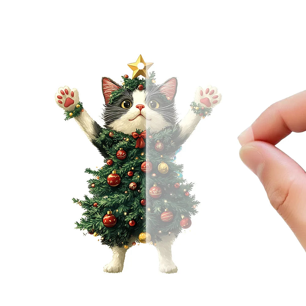 1PCS Christmas Tree Pendants Acrylic Cute Cat Hanging Ornaments for Wall Xmas Tree Decorations Party Supplies New Year Gifts Oasis Select