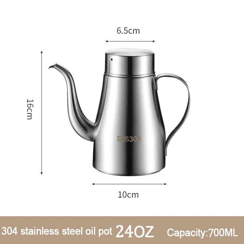 304 Stainless Steel Oil Pot Kitchen Oil Bottle Oil Tank Pot Household Edible Oil Pot Large Oil Tank Oil Pot Pouring Oil Bottle Oasis Select 24OZ