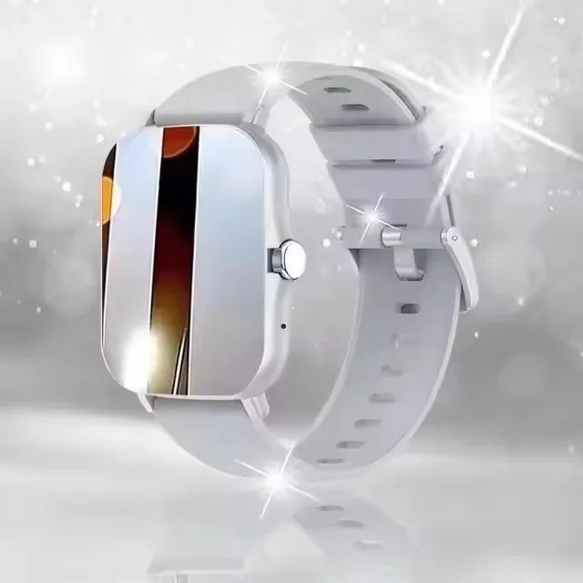Smart watch with full touch screen, call, message reminder, music control and other functions, compatible with iPhone/android mo Oasis Select White