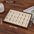 1pc Walnut Wood Grain Jewelry Box, Storage Tray for Rings, Necklaces, Earrings, Store Counter Display Tray Oasis Select Ring plate