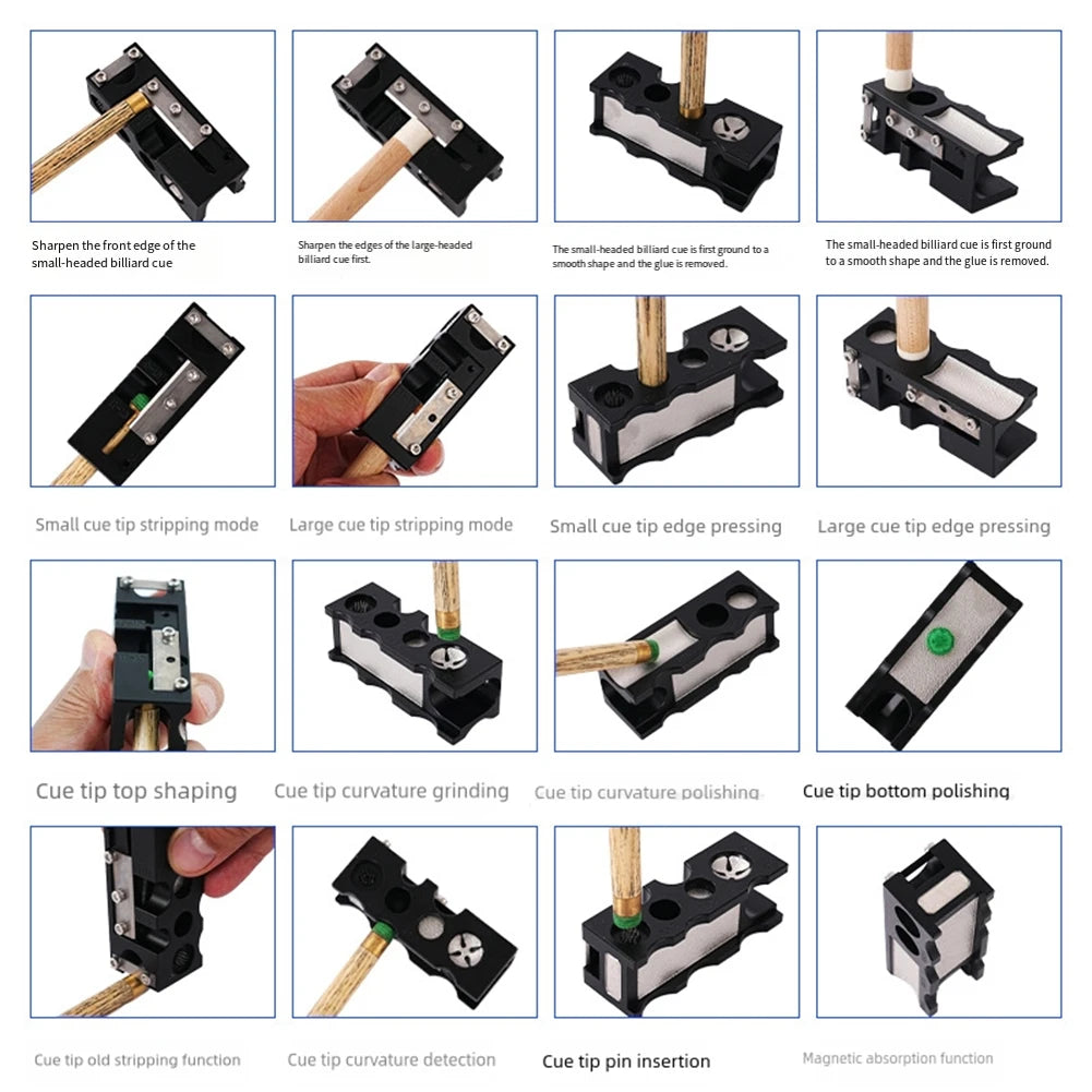 16 In 1 Cue Tip Shaper Cue Polish Tool Aluminum Alloy Professional Club Head Repair Tool For Billiards Enthusiastsm Accessories Oasis Select