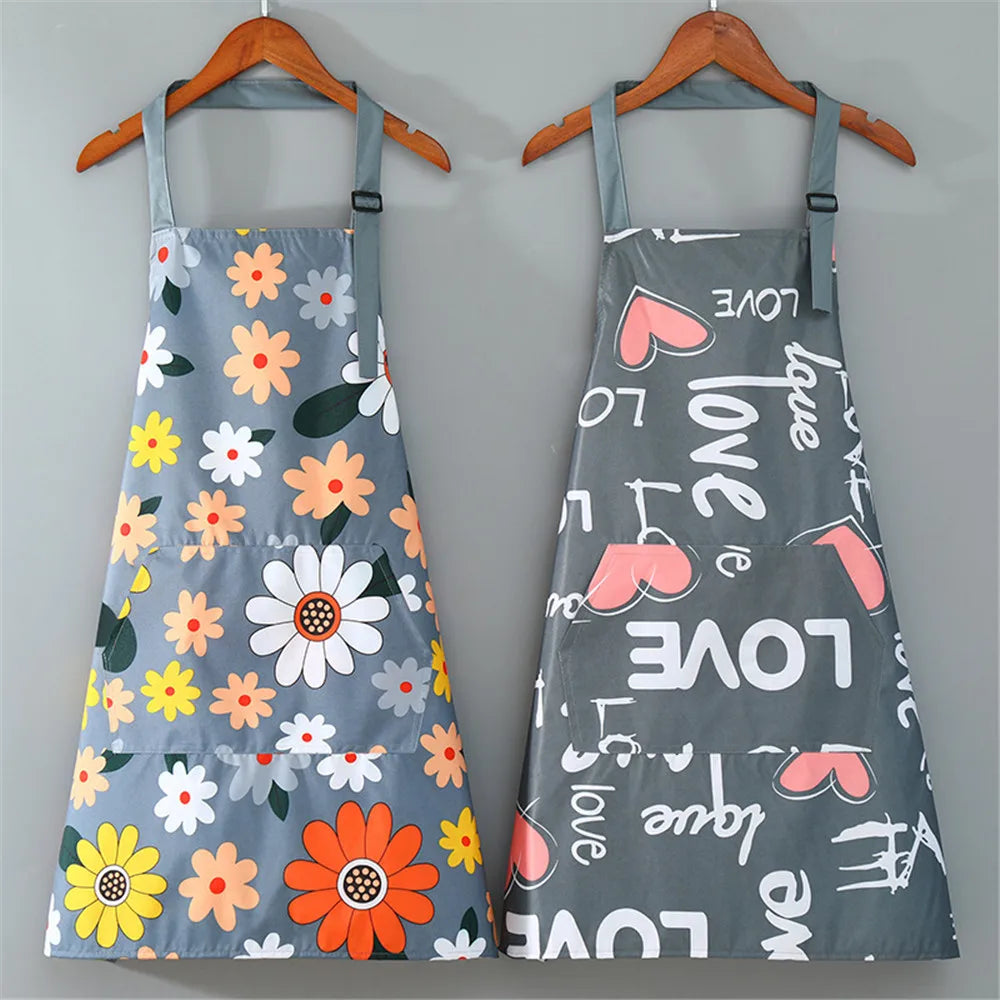 Cute Flower Kitchen Household Oil-Proof Cooking Apron For Women Children Men Kitchen Waterproof Adult Coffee Baking Accessories Oasis Select