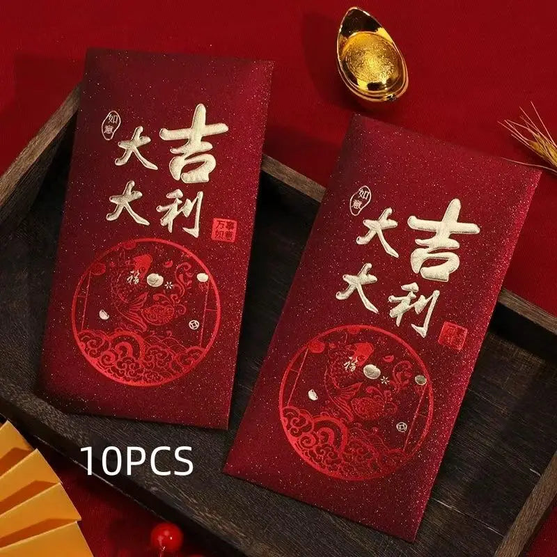 10Pcs/Pack Chinese Red Envelope Snake New Year Spring Festival Matte Hot Gold Red Bag Money Envelopes Red Packet Gift Envelope Oasis Select A4