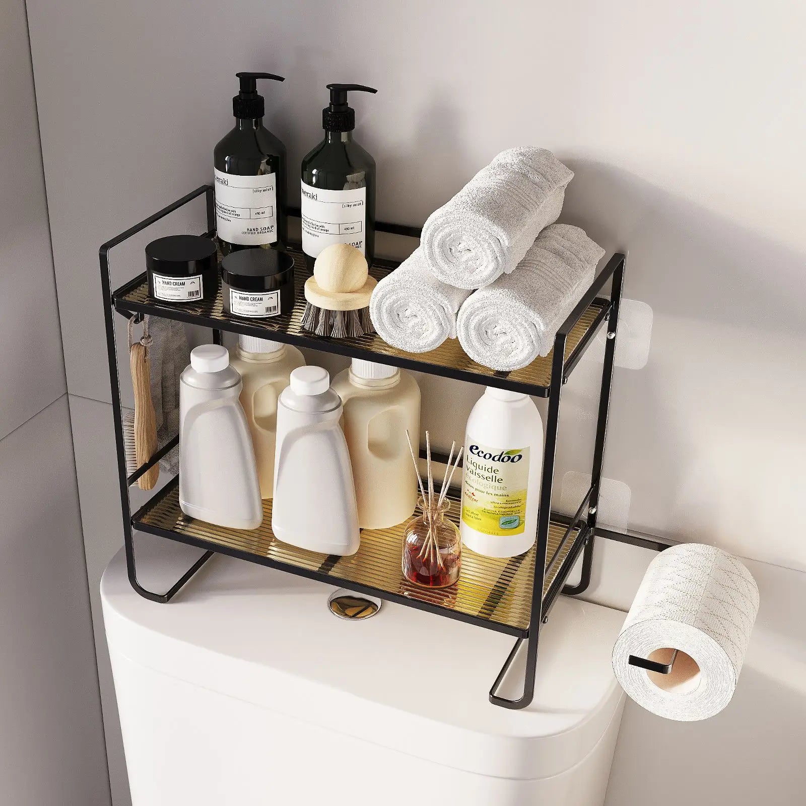 No punching toilet rack, bathroom toilet storage rack, tissue hanger, toilet rack above the water tank Oasis Select