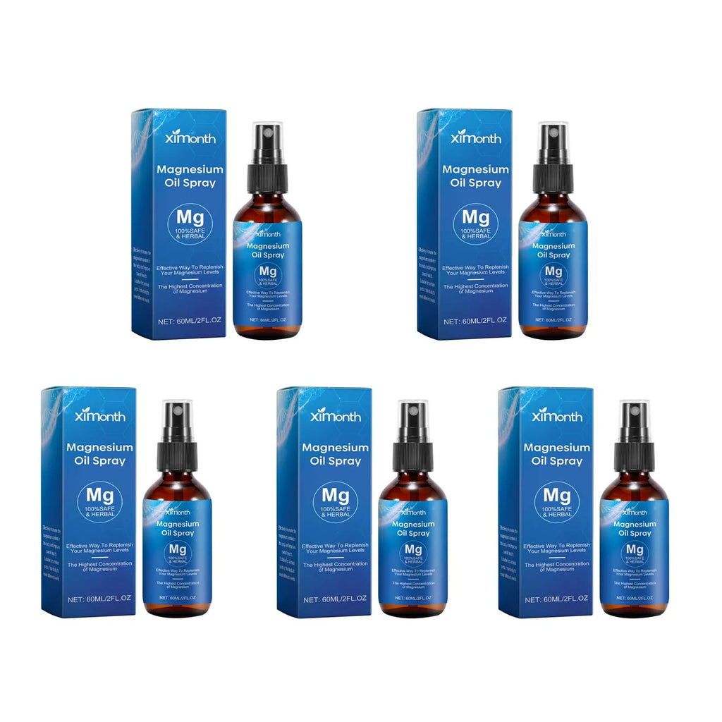 Essential Oil Magnesium Spray Relieves Muscle Body Pain Smoothes Softens Skin Magnesium Oil Spray Relaxation Better Sleep Care Oasis Select 5Pcs