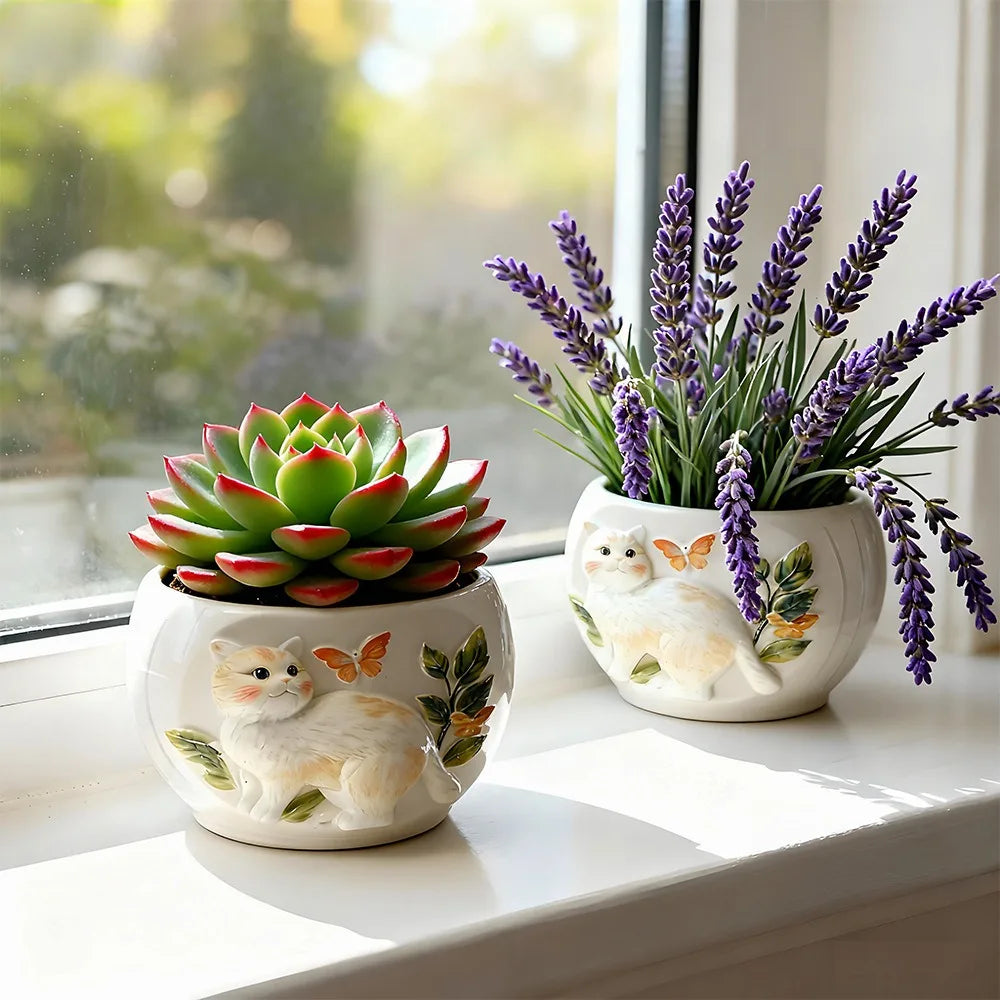 Cat Flowerpot Silicone Mold DIY Cartoon Creative Storage Jar Small Ornament Gypsum Ceramic Mold Oasis Select