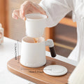 Ceramic Cup Tea Separation Cup Drinking Water Mug with Filter Office Cup Hand-held Gift Cup Gift Cup Oasis Select Orange 400-600ml
