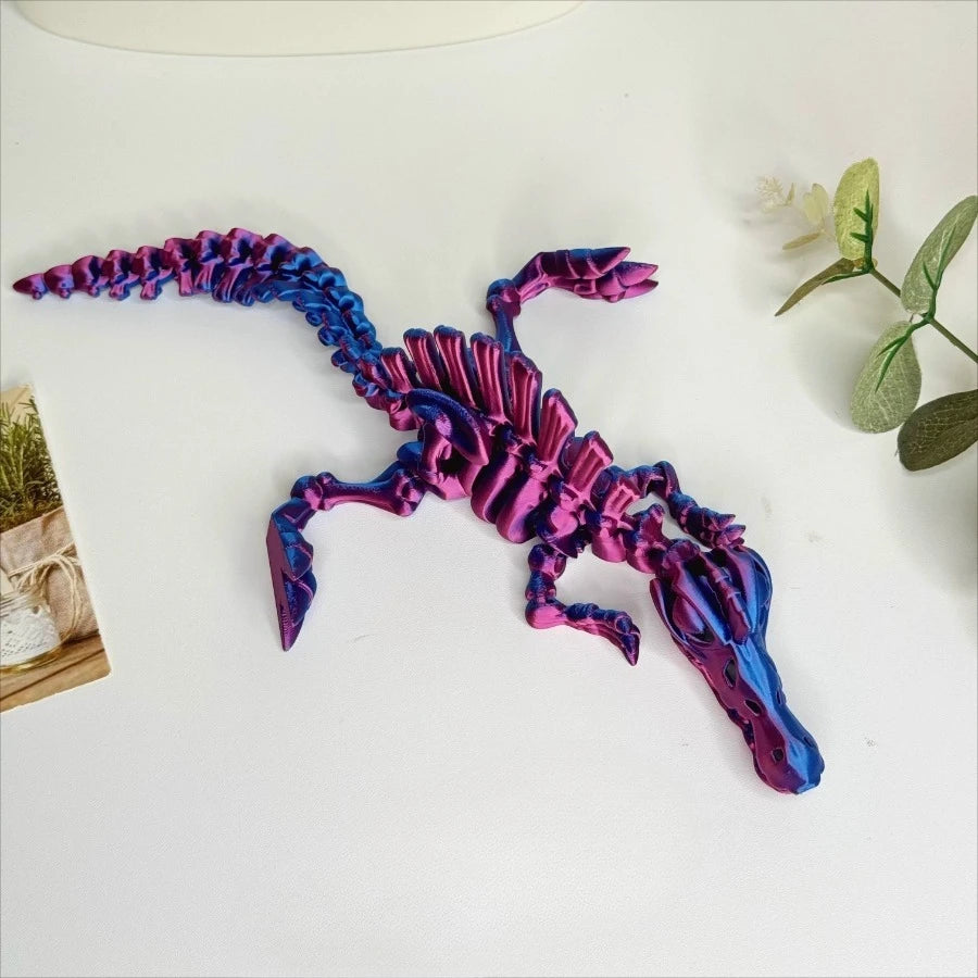 3D Printed Dinosaur Movable Echinosaurus Figurine Dragons Bone Model Desktop Craft Ornament Creative Novelty Gifts for Kids Oasis Select