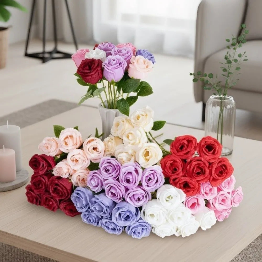 Silk Rose Artificial Bouquet | Realistic Faux Flower Stem Décor