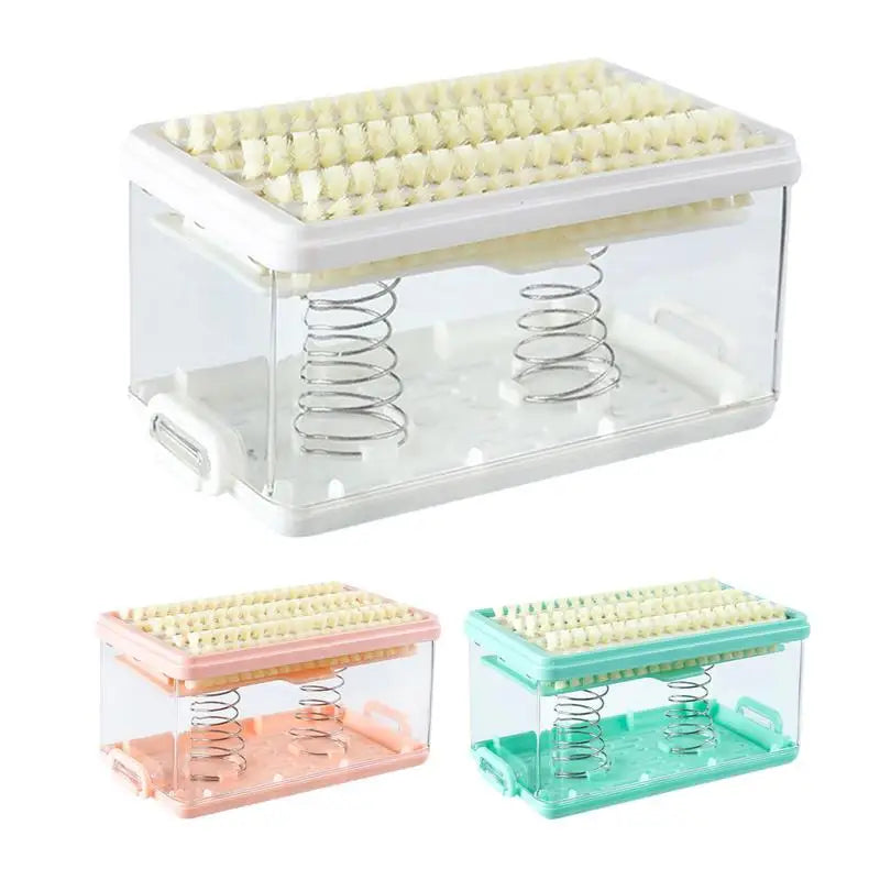 Soapbar Case Soapbar Drainer Dishes Holder Transparent Soapbar Storage Laundry Soapbar Case With Lid & Roller Foaming Brush Oasis Select