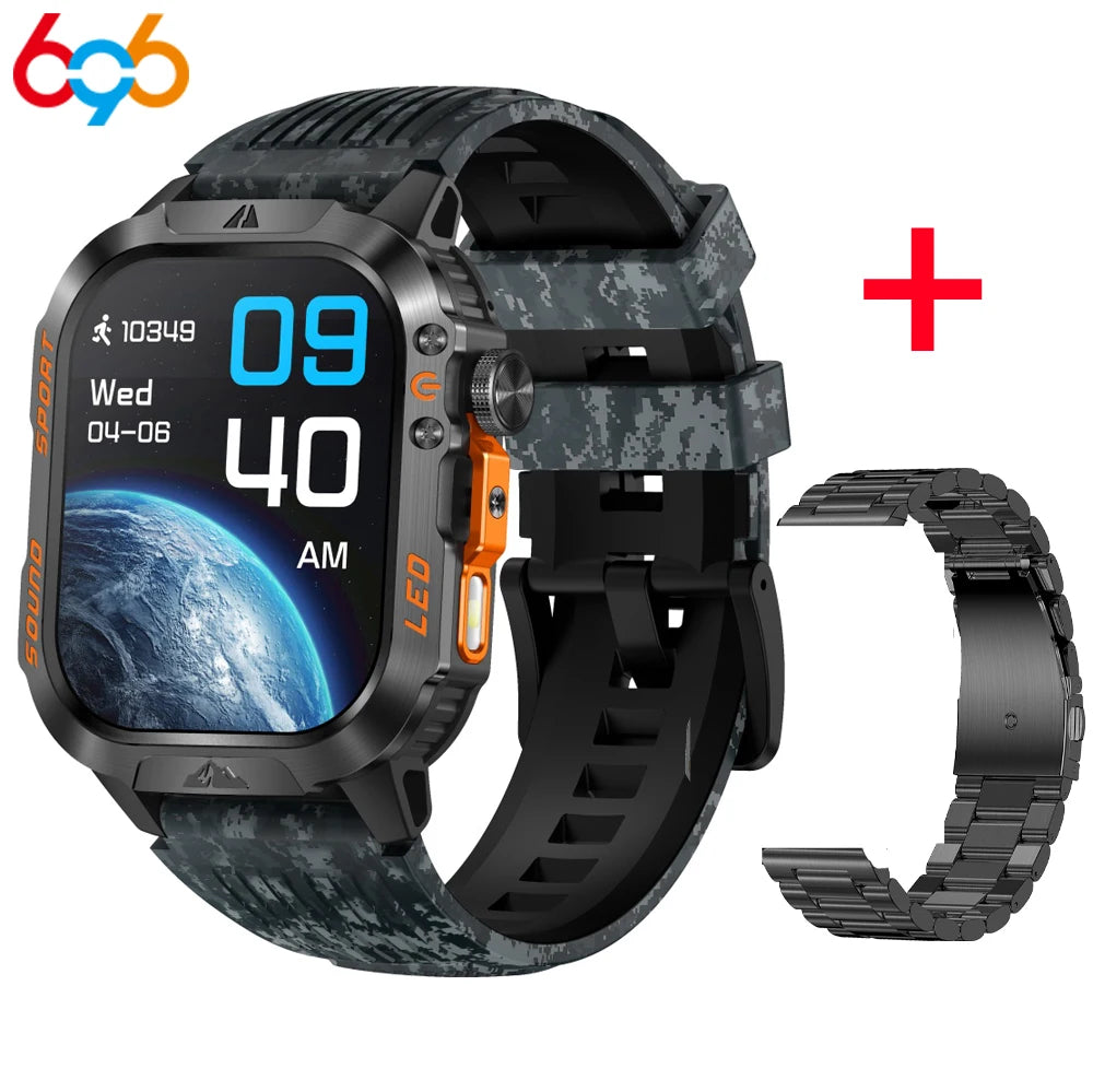 1200mAh Smartwatch Compass Health Smart Watch Men IP68 Waterproof Outdoor Sports Curved HD Screen BT Call LED Flashlight Clock Oasis Select BKMCGNS a BK3M