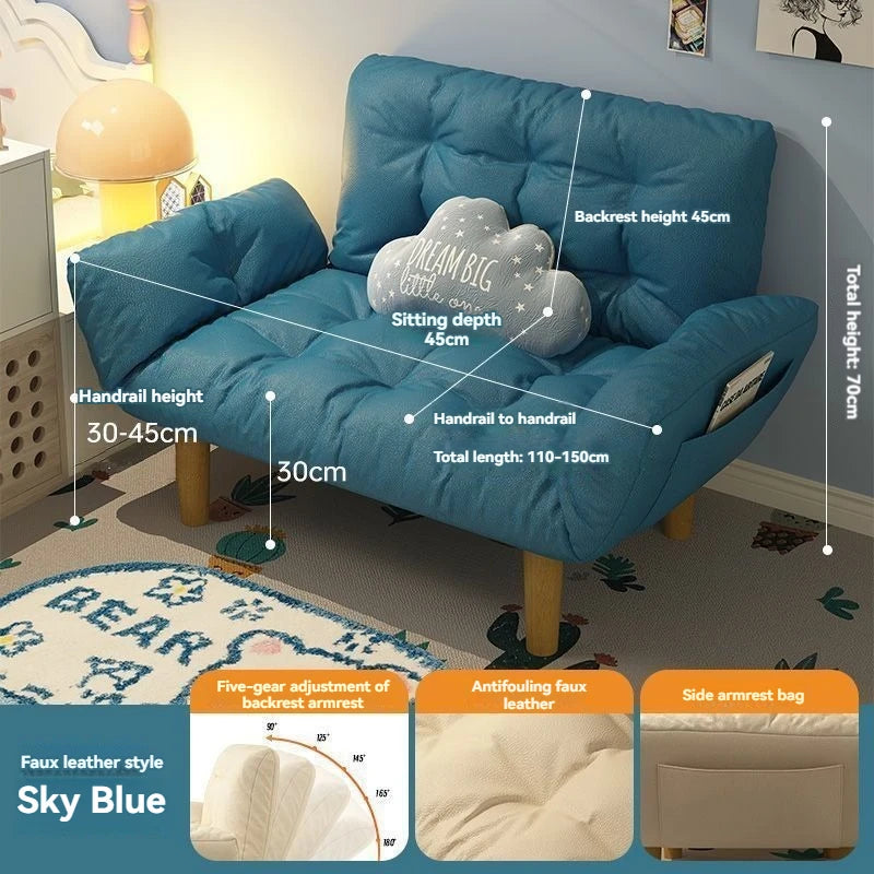 Lazy sofa, double rental room, bedroom, small-sized, internet famous, tatami, balcony, leisure, folding sofa bed, lounge chair Oasis Select blue