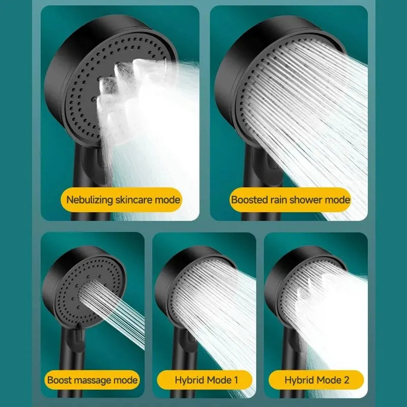 5 Modes Pressure Boost Shower Head Multifunction Adjustable Large Water Shower Nozzle Massage Bathroom Accessory Oasis Select