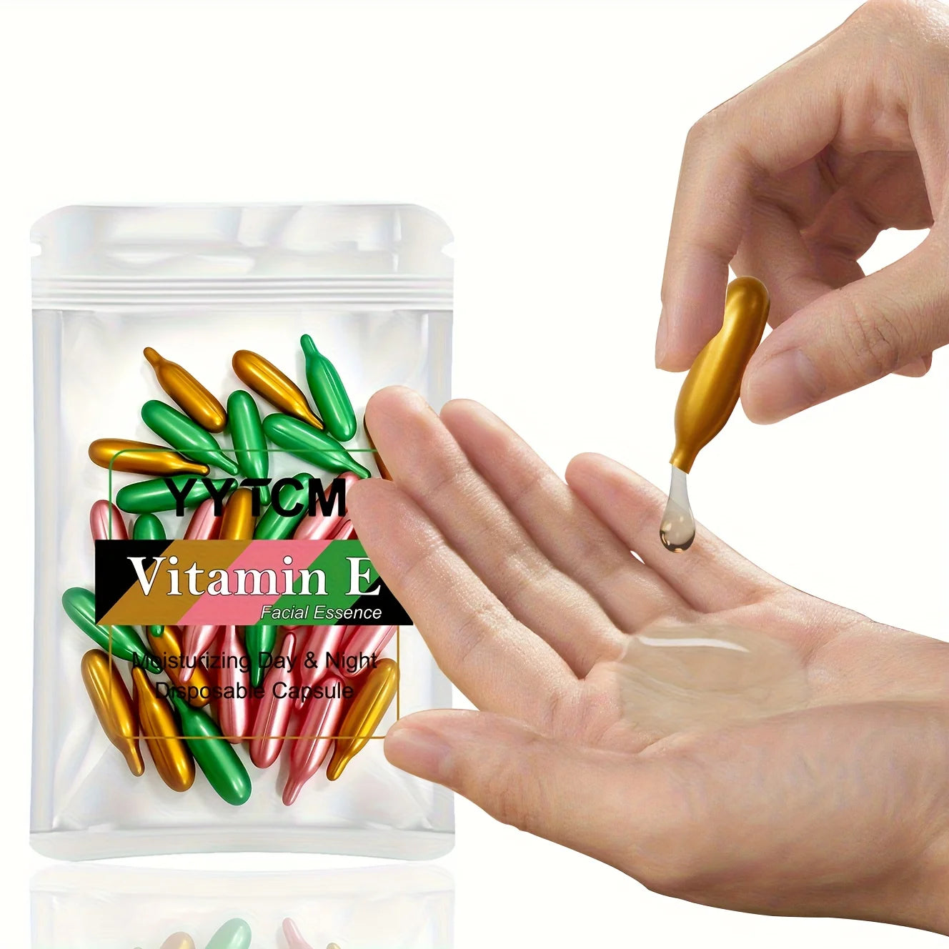 Vitamin E Single-Use Facial Essence Capsules – 30ct Moisturizer Facial Essence Serum Oasis Select