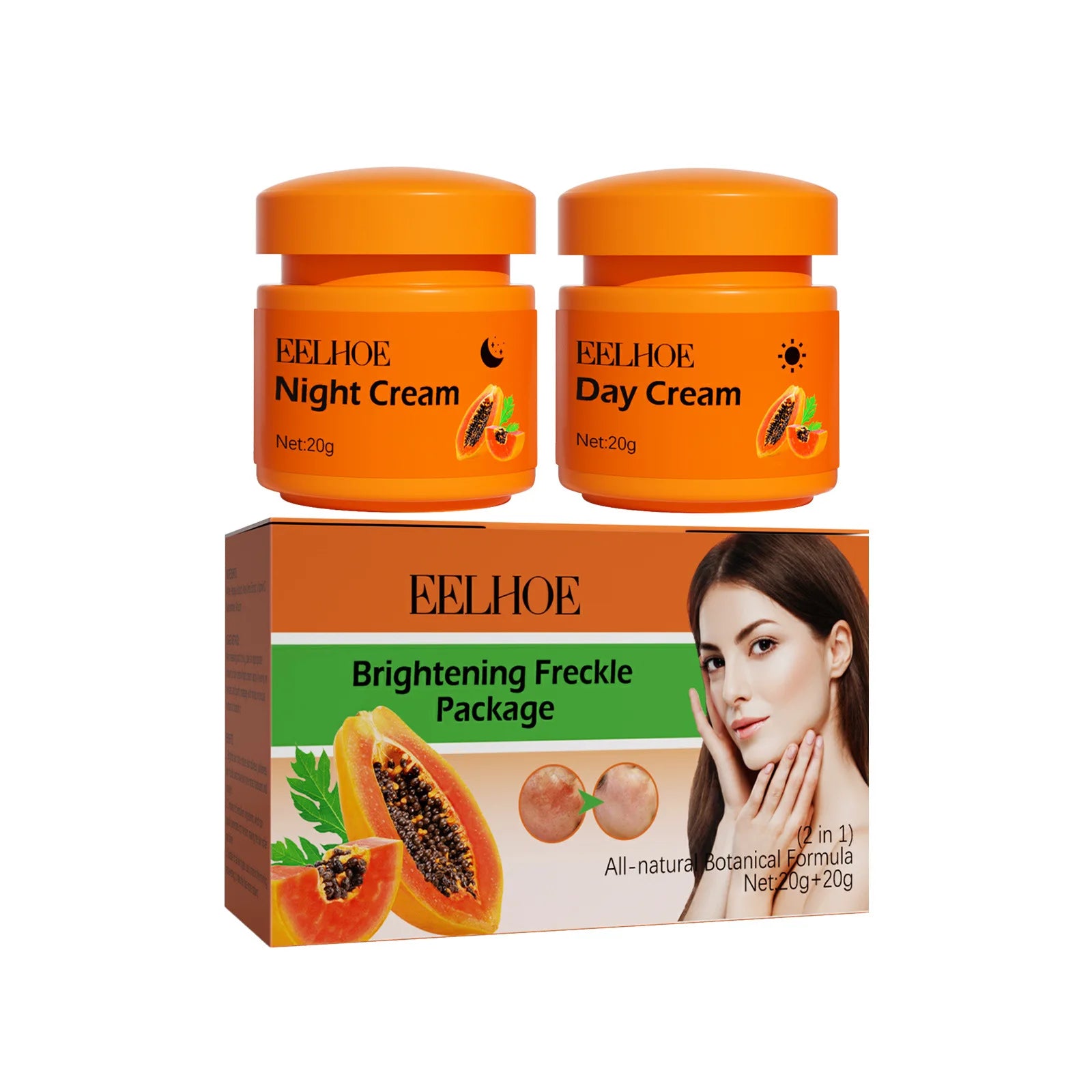 EELHOE Papaya Whitening Day & Night Face Cream – Dark Spots Whitening Face Cream Oasis Select 20g X 2boxed