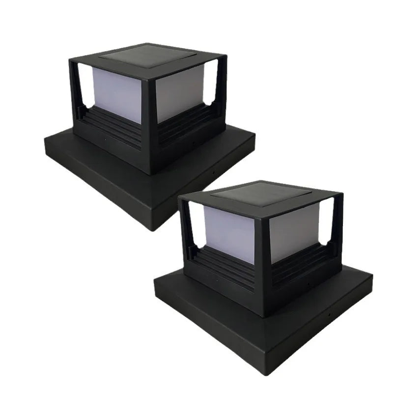 Outdoor Solar Column Head Lights - Square Wooden Post Cap Lamps for Garden Fence & Courtyard - Waterproof LED Yard Decor Oasis Select