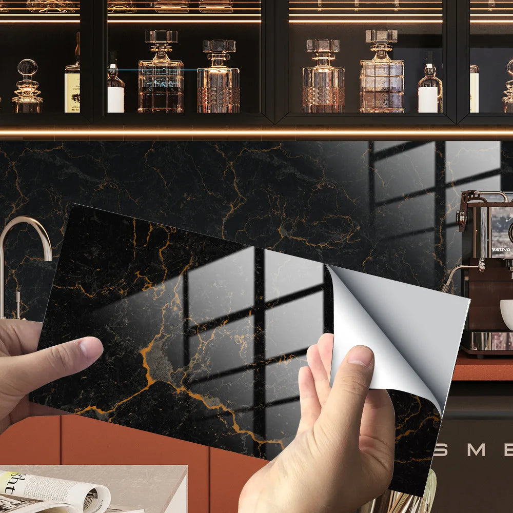 Imitation Marble Grain Tile Paste Thick Cover Crystal Film Decorative Renovation Wall Paste Wallpaper Wall Stickers Oasis Select DLS060 32pcs