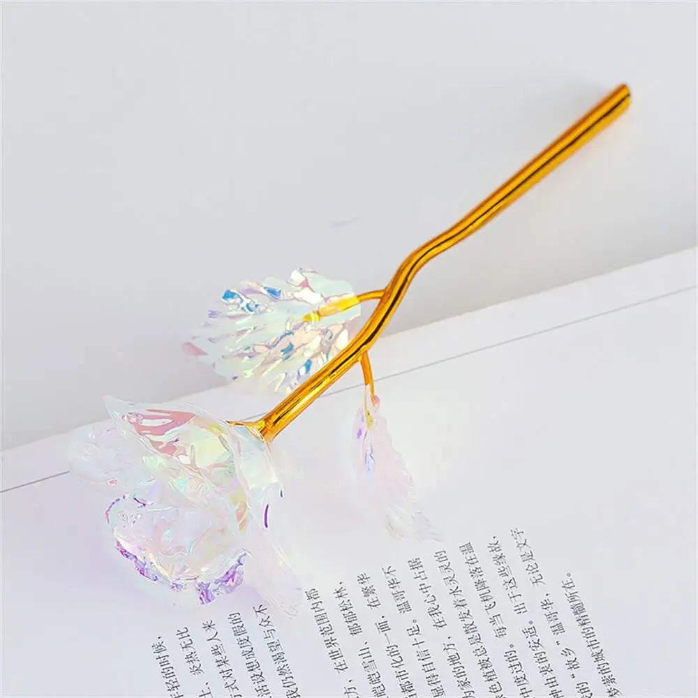 Multi-Color Gold Plated Rose Flower Romantic Valentine’s Day Mother's Day Gift Garden Decoration Flower Decoration Oasis Select Gold-18cm