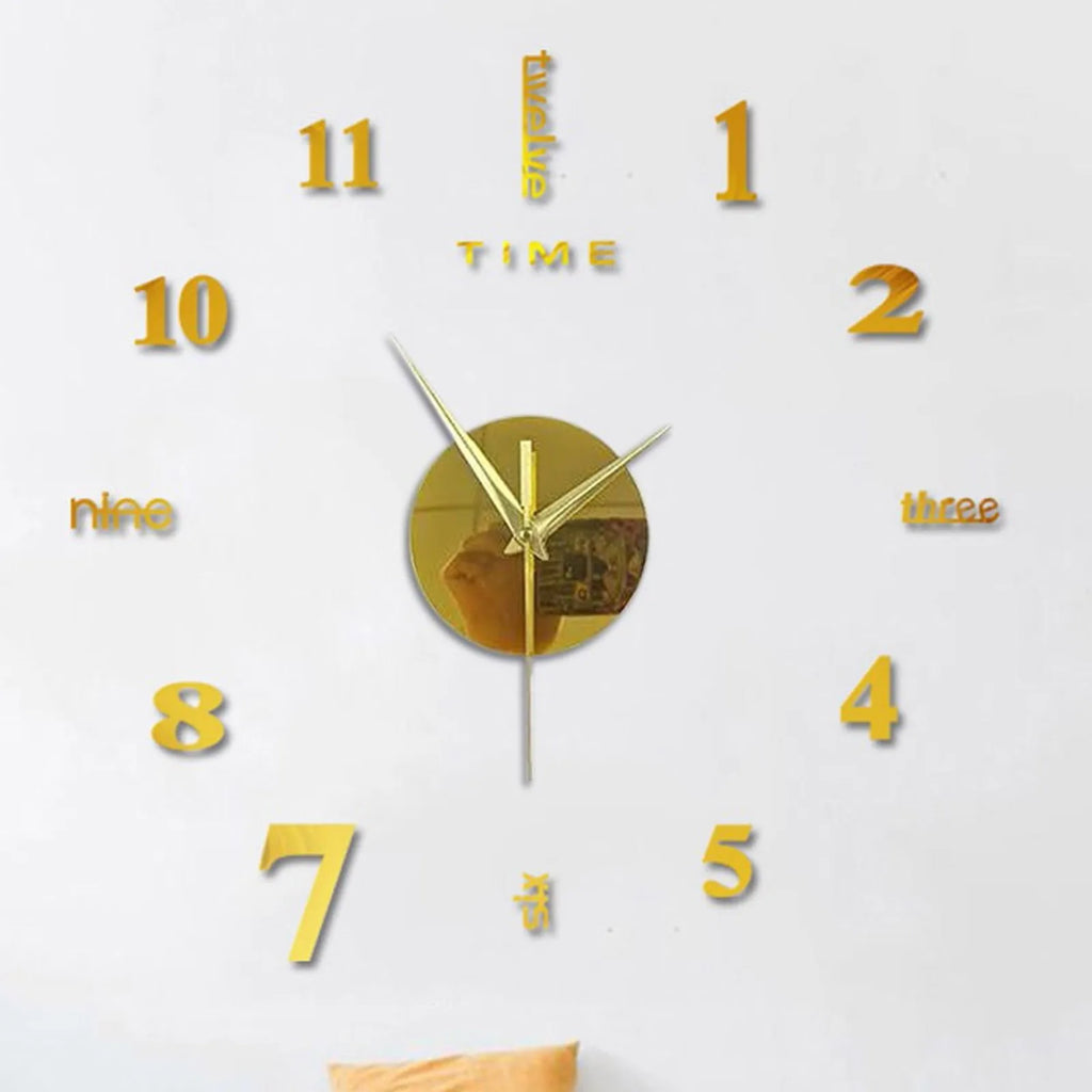 2024 New Creative Wall Clock Living Room DIY Wall Sticker Clock Mute Wall Clock Home Decorate Wall Digital Clock Needle Watch Oasis Select Gold