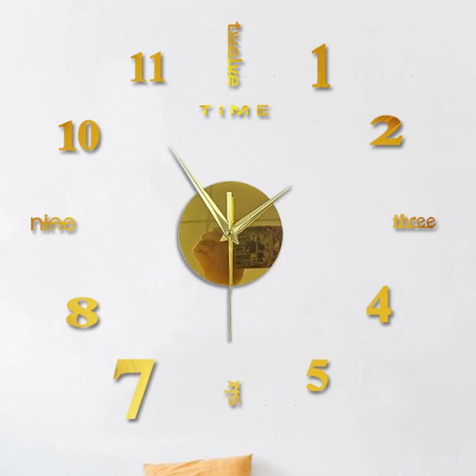 2024 New Creative Wall Clock Living Room DIY Wall Sticker Clock Mute Wall Clock Home Decorate Wall Digital Clock Needle Watch Oasis Select Gold