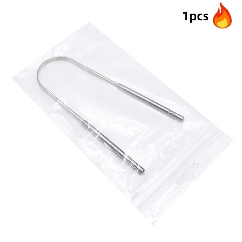 1/2Pcs Tongue Scraper Stainless Steel Tongue Cleaner Oral Care Hygiene Scraper Dental Oral Care Hygiene Health Care Tool Oasis Select MR-03
