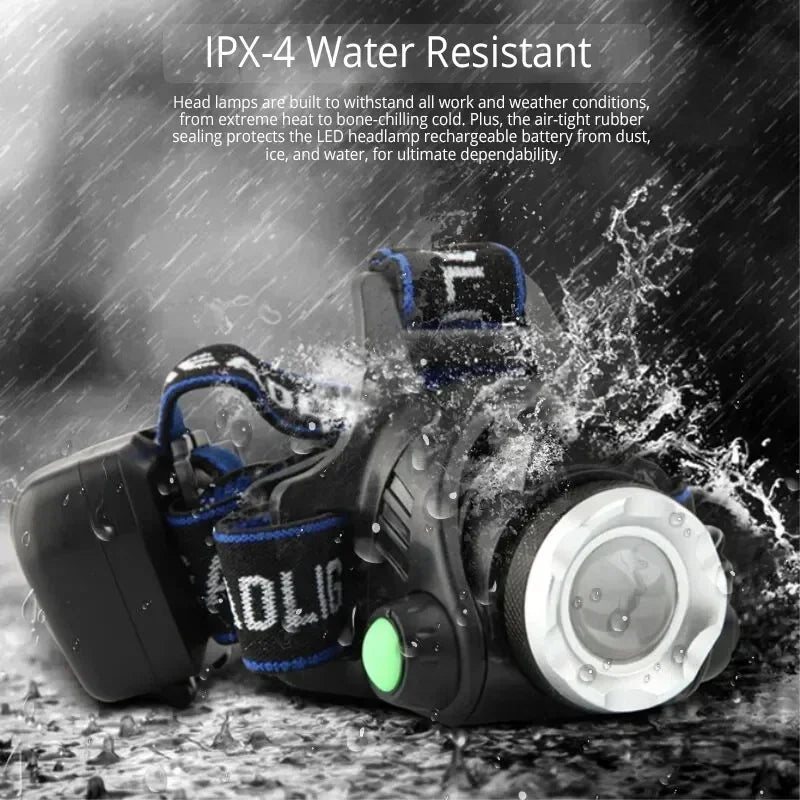 Powerful LED Induction Headlamp USB/DC Rechargeable Headlight Aluminium Alloy Outdoor Fishing Head Lamp High Lumen Head Torch Oasis Select