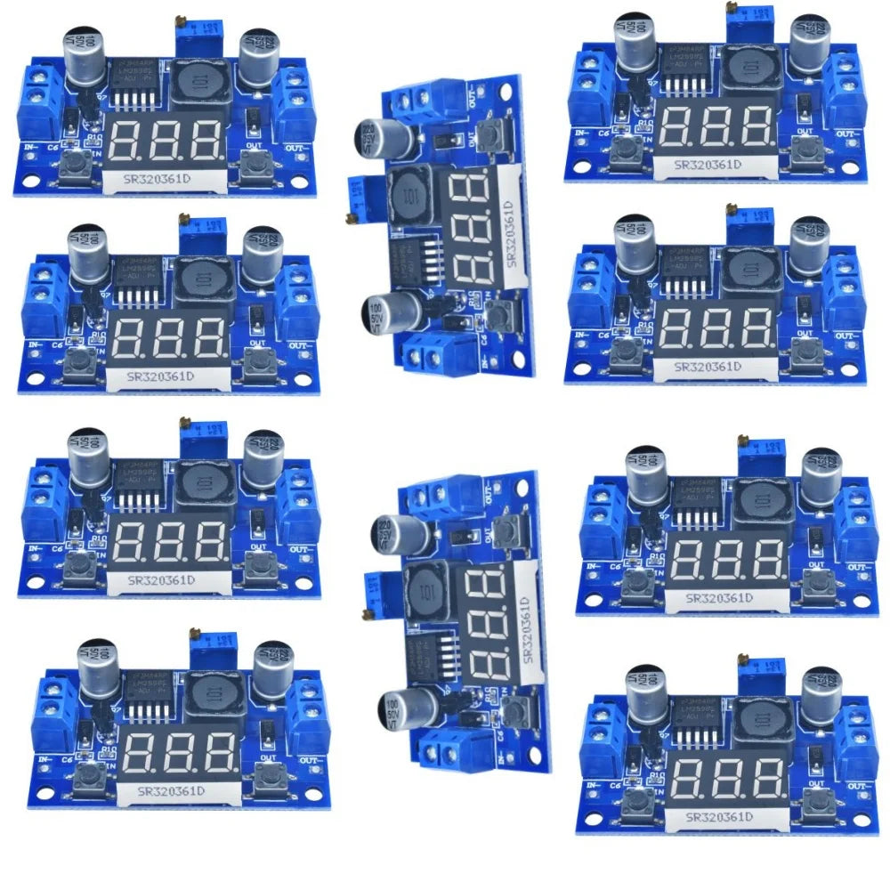 LM2596 DC Step Down Converter Voltage Regulator 4.0~40 to 1.25-37V Buck Adapter LED Display Voltmeter Adjustable Power Supply Oasis Select 10PCS