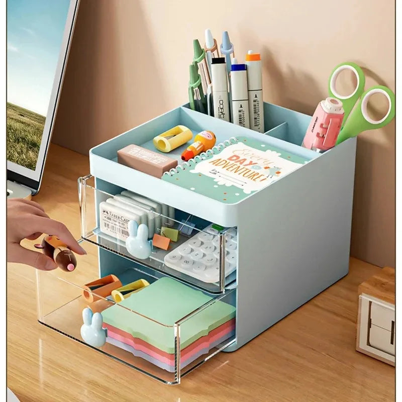 1pcs Multi-Layer Desk Organizer with Drawers Pen & Stationery Storage Box Office Desktop Makeup Organizer with Elevated Stand Oasis Select