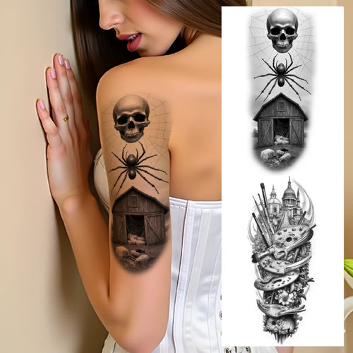 3-Pack Waterproof Temporary Tattoos – Spider, Skull & Scorpion Temporary Tattoo Stickers Oasis Select