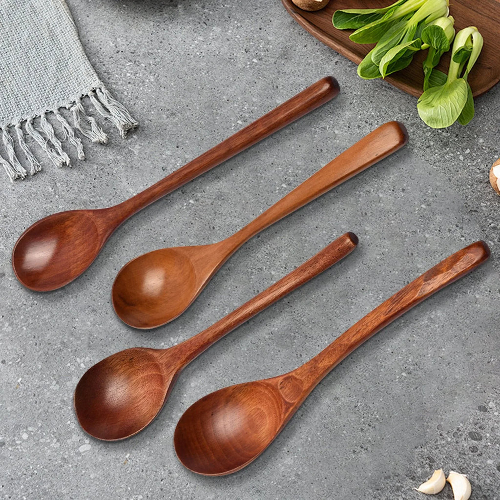 Japanese Wooden Spoon – Long Handle Ramen & Baby Spoon Wooden Kitchen Spoon Oasis Select