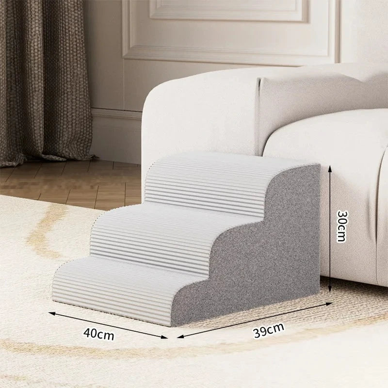 Puppy Stairs Foam Pet Secure Stairs Ramps Non-Slip Ladder dog supplies Pets Protect Older Dog Pet with Joint Pain Sofa Bed Ladde Oasis Select grey S